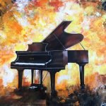 Symphony in Fire — Grand Piano in Abstract Expressionism